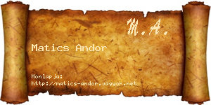 Matics Andor névjegykártya