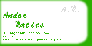 andor matics business card
